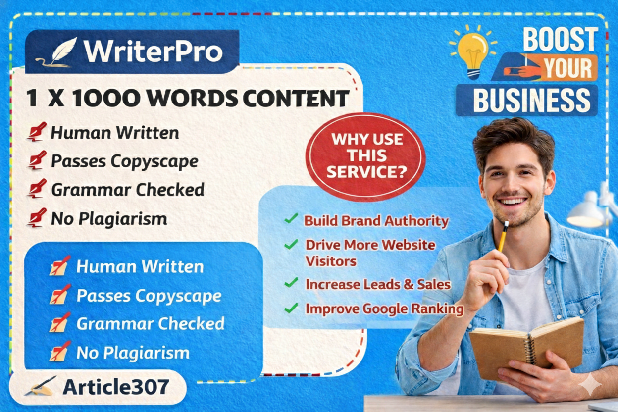 I will write 1000 words SEO article and content writi...