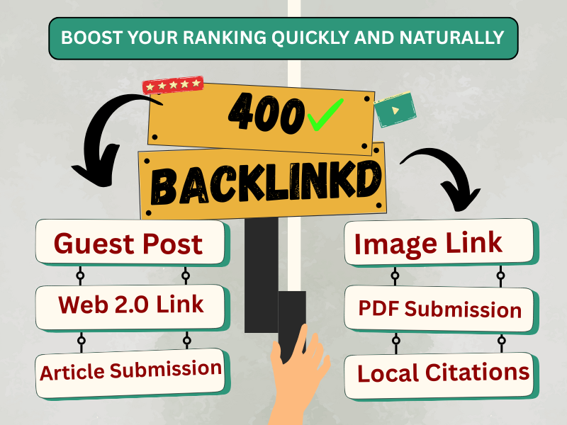 Complete power package backlinks 400 + DA 55+ guest post, blog posts, article submission, web 2.0