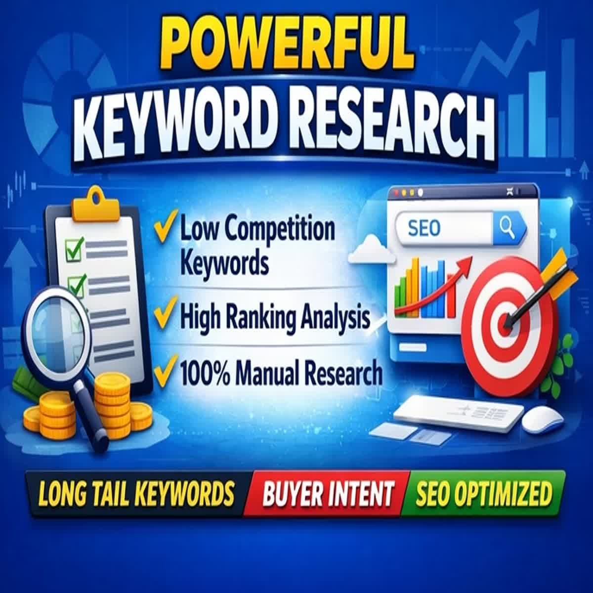 I will do low competition high volume SEO keyword research for your niche or website