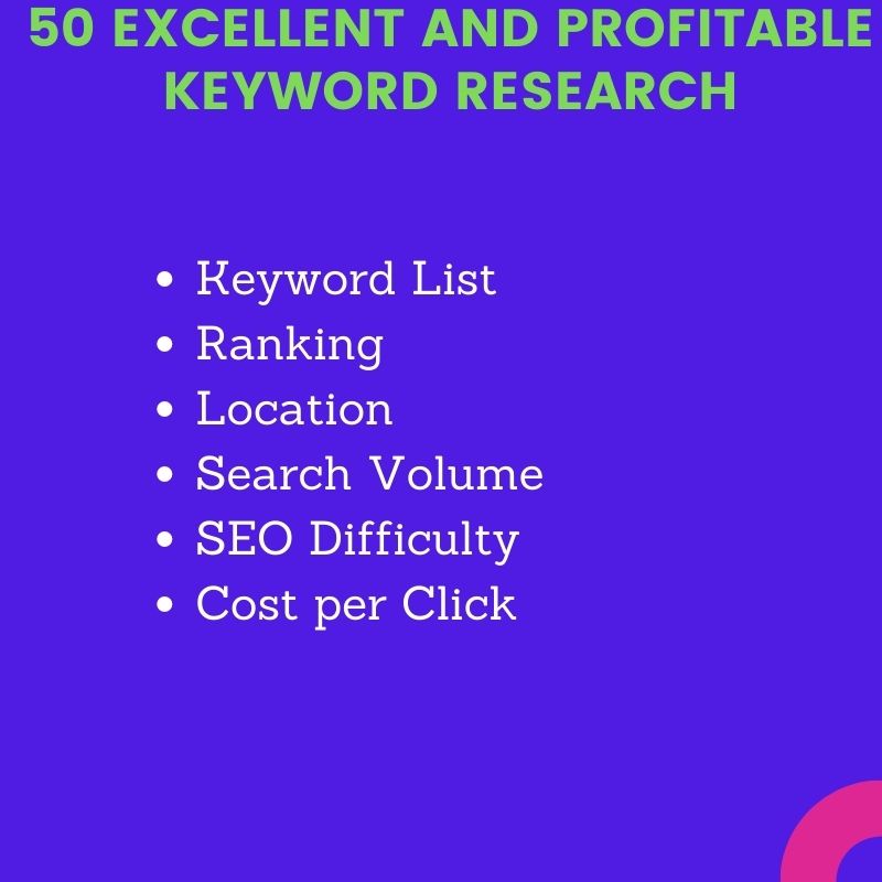 50 Excellent and Profitable Keyword Research
