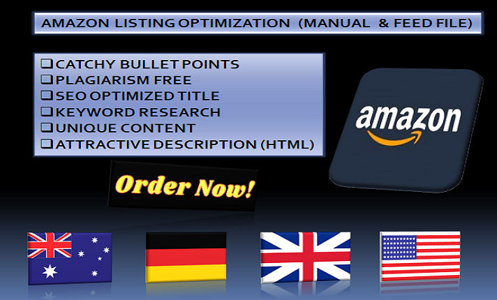 I will do amazon product listing, Manual and Feed Fi...