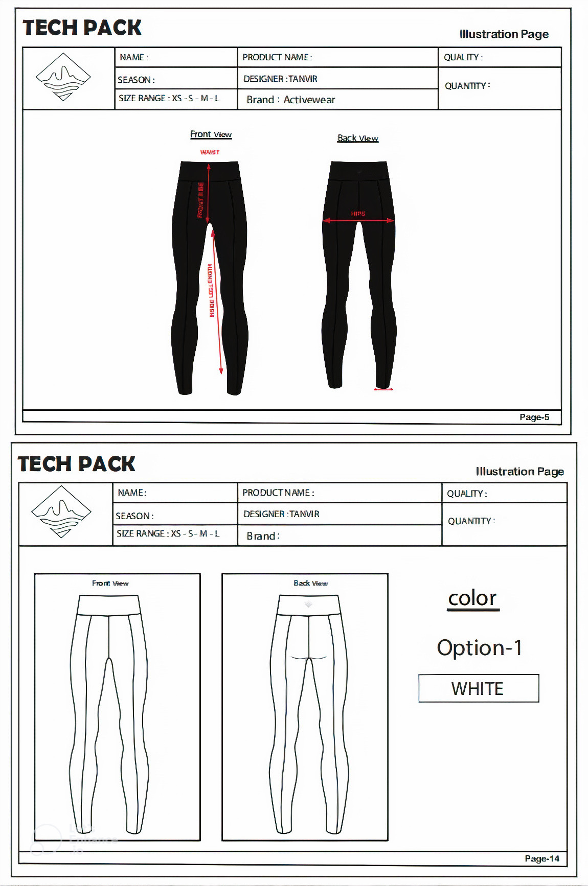 I will design your fashion sportswear, activewear and tech packs design