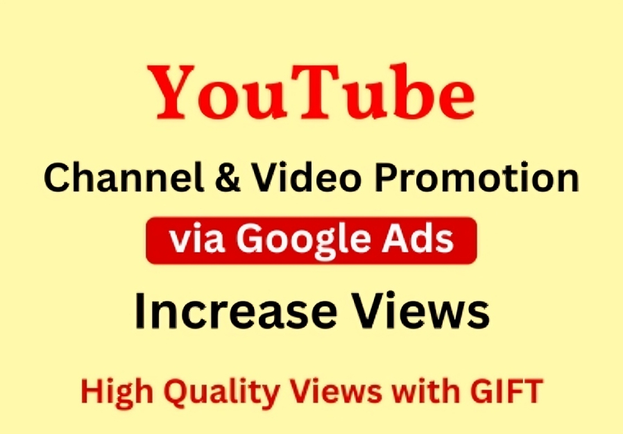 3000 YouTube channel video view via Google Ads Promotions