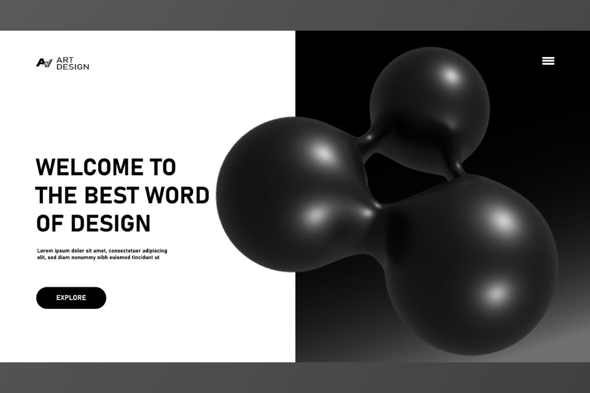 I will design the stunning 3D black shapes collection 