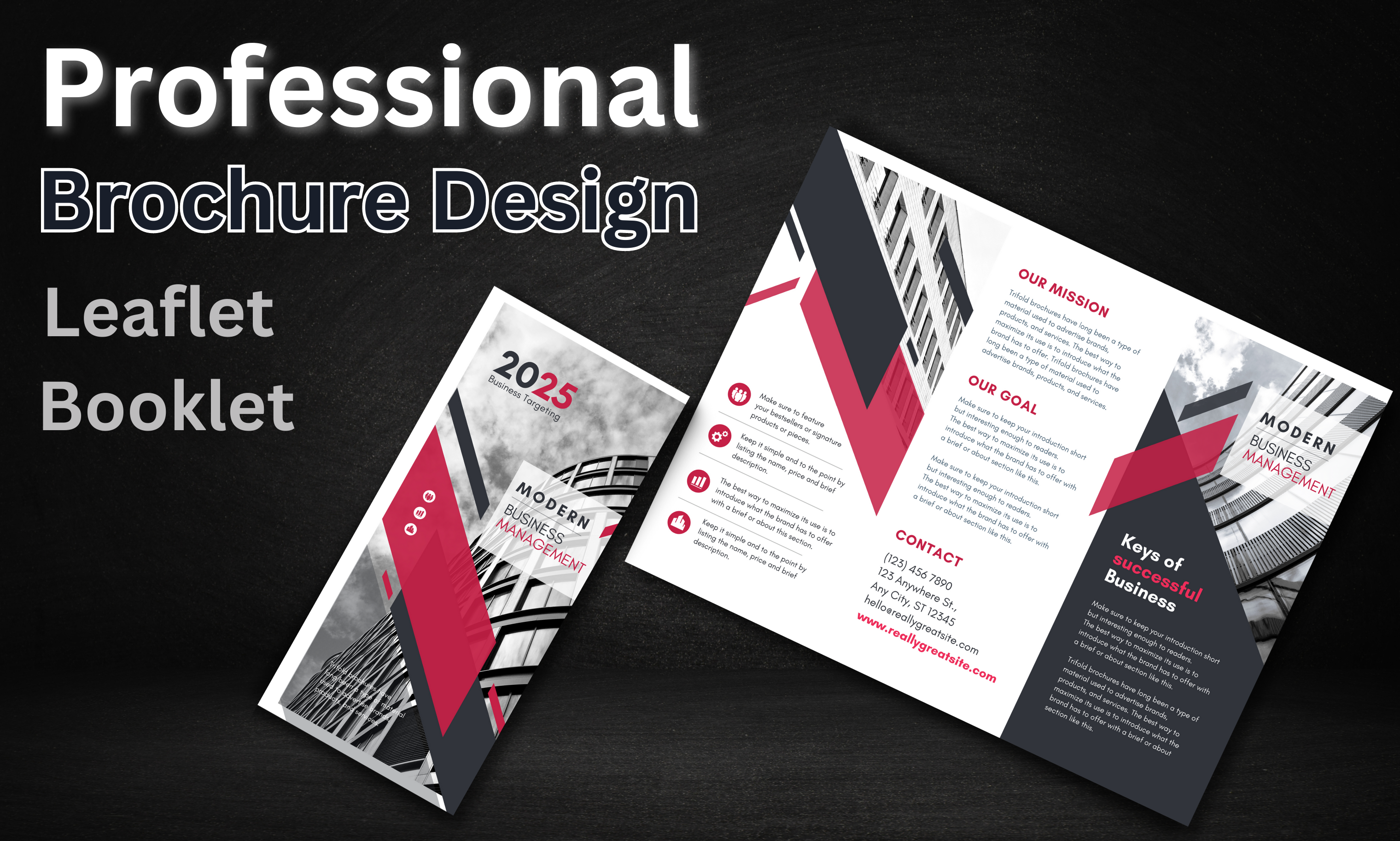 I will design brochure, bifold, trifold, leaflet, magazine, booklet, postcard, catalog