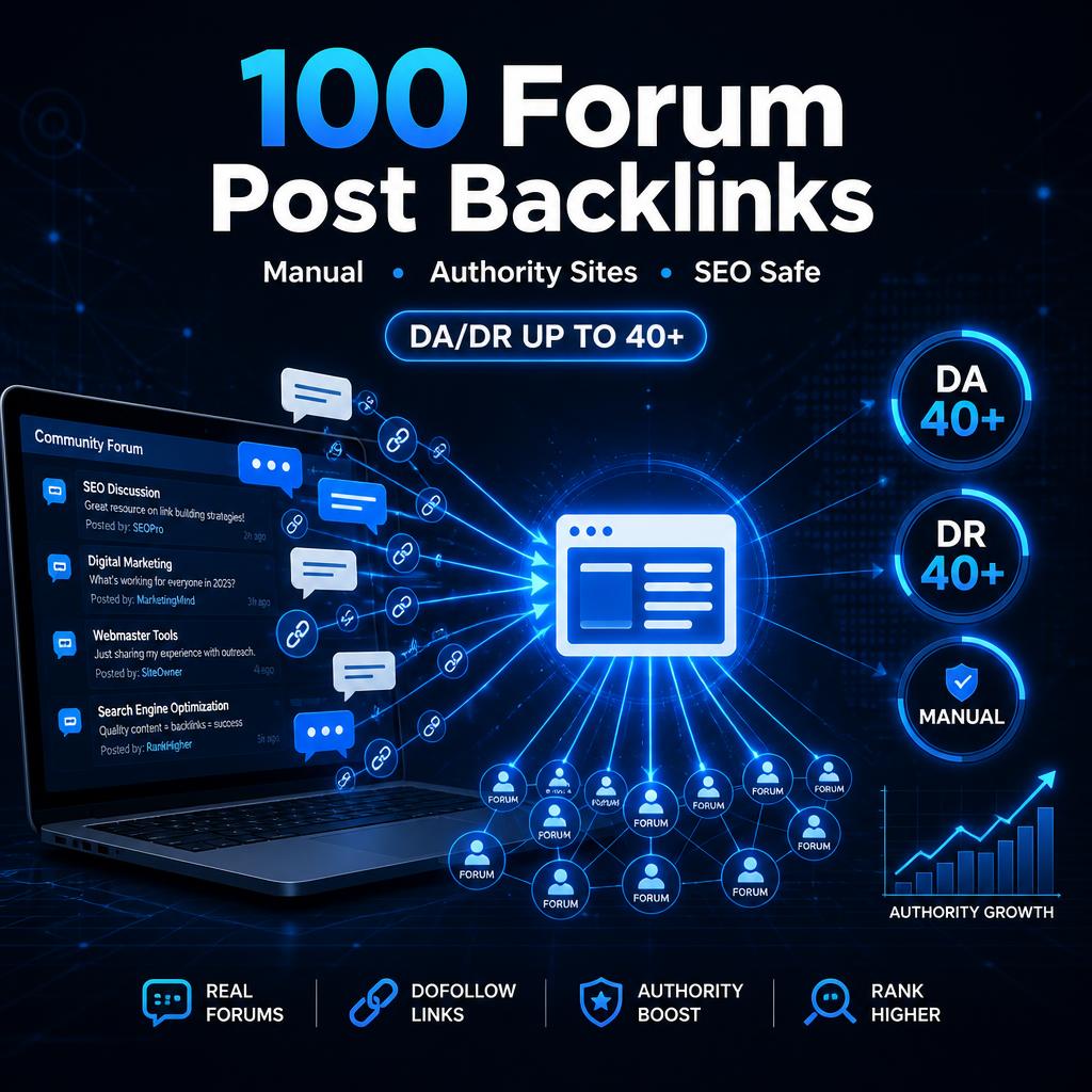 I will do 100 manual forum posting backlinks with DA DR up to 40+