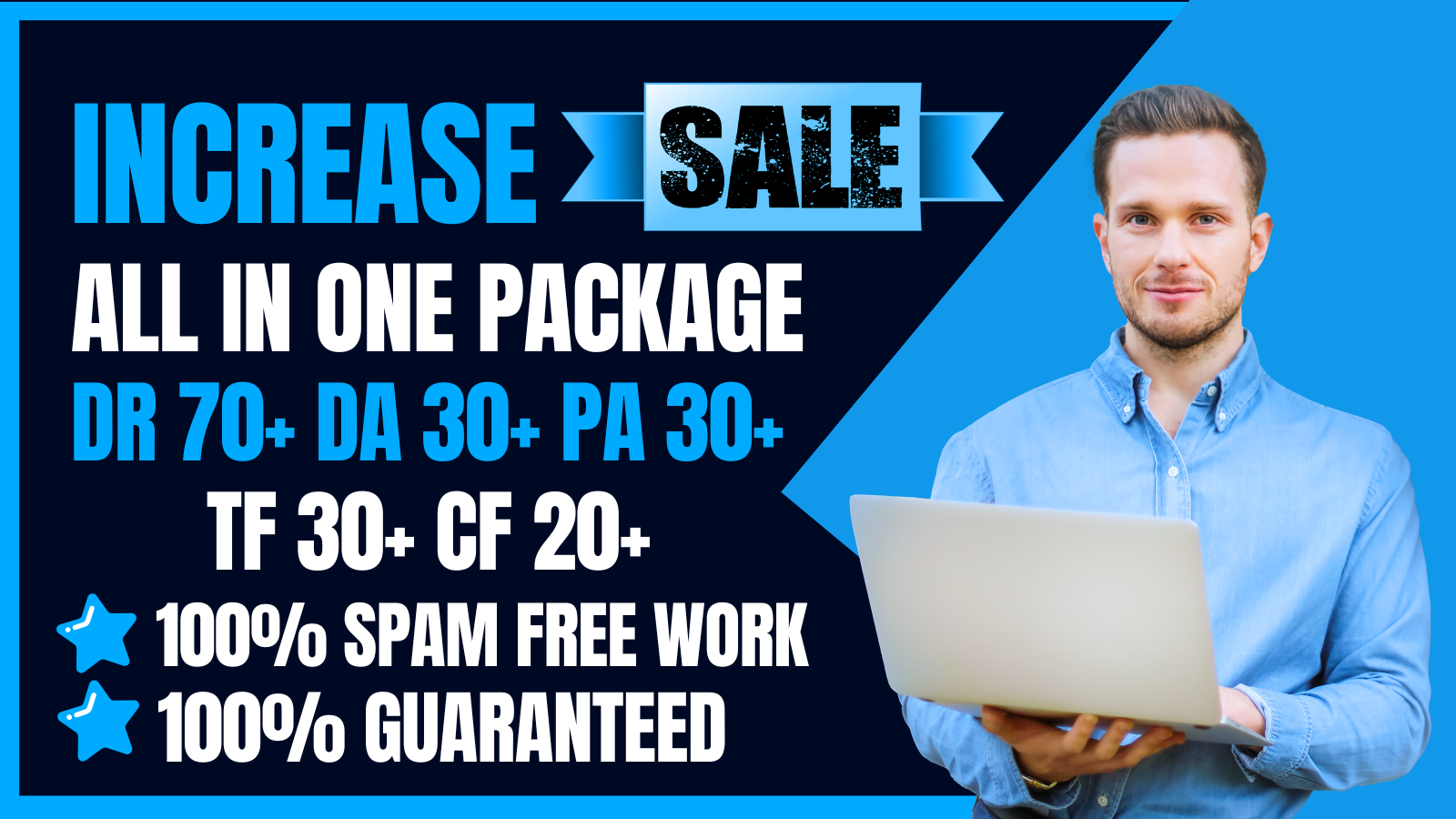 Increase DR 70+ DA 30+ PA 30+ TF 30+ CF 20+ All In One Package by SEO Backlinks