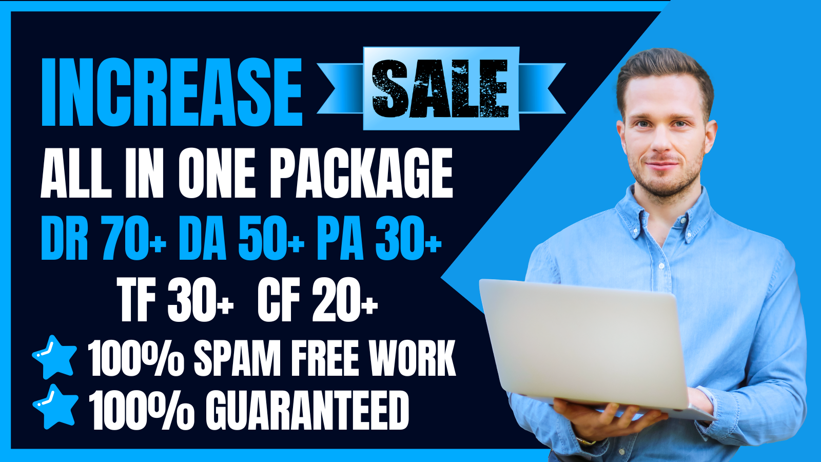 Increase DR 70+ DA 50+ PA 30+ TF 30+ CF 20+ All In One Package by SEO Backlinks