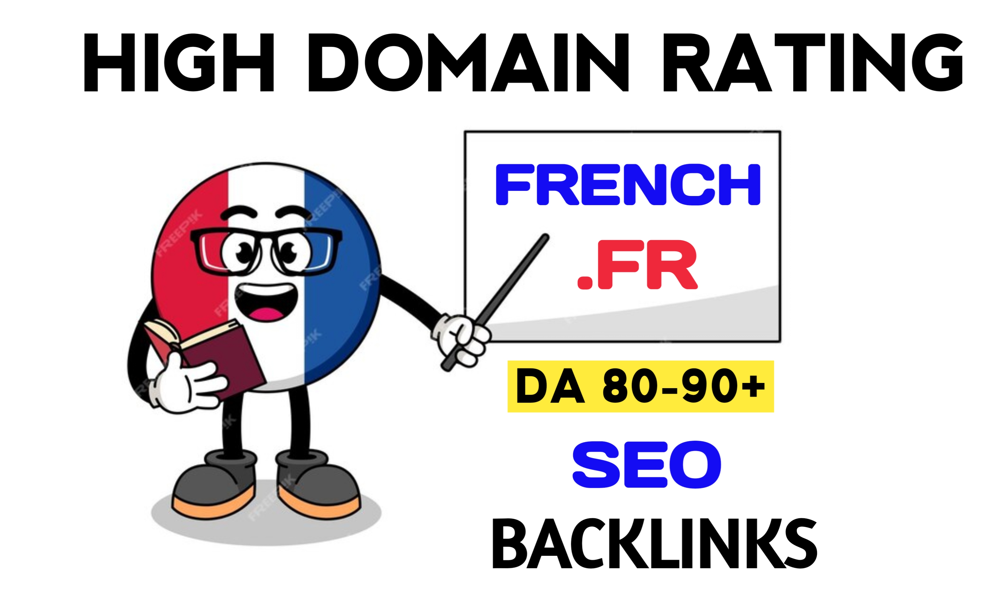 I will do premium da90 Do-follow 20+ French backlinks...