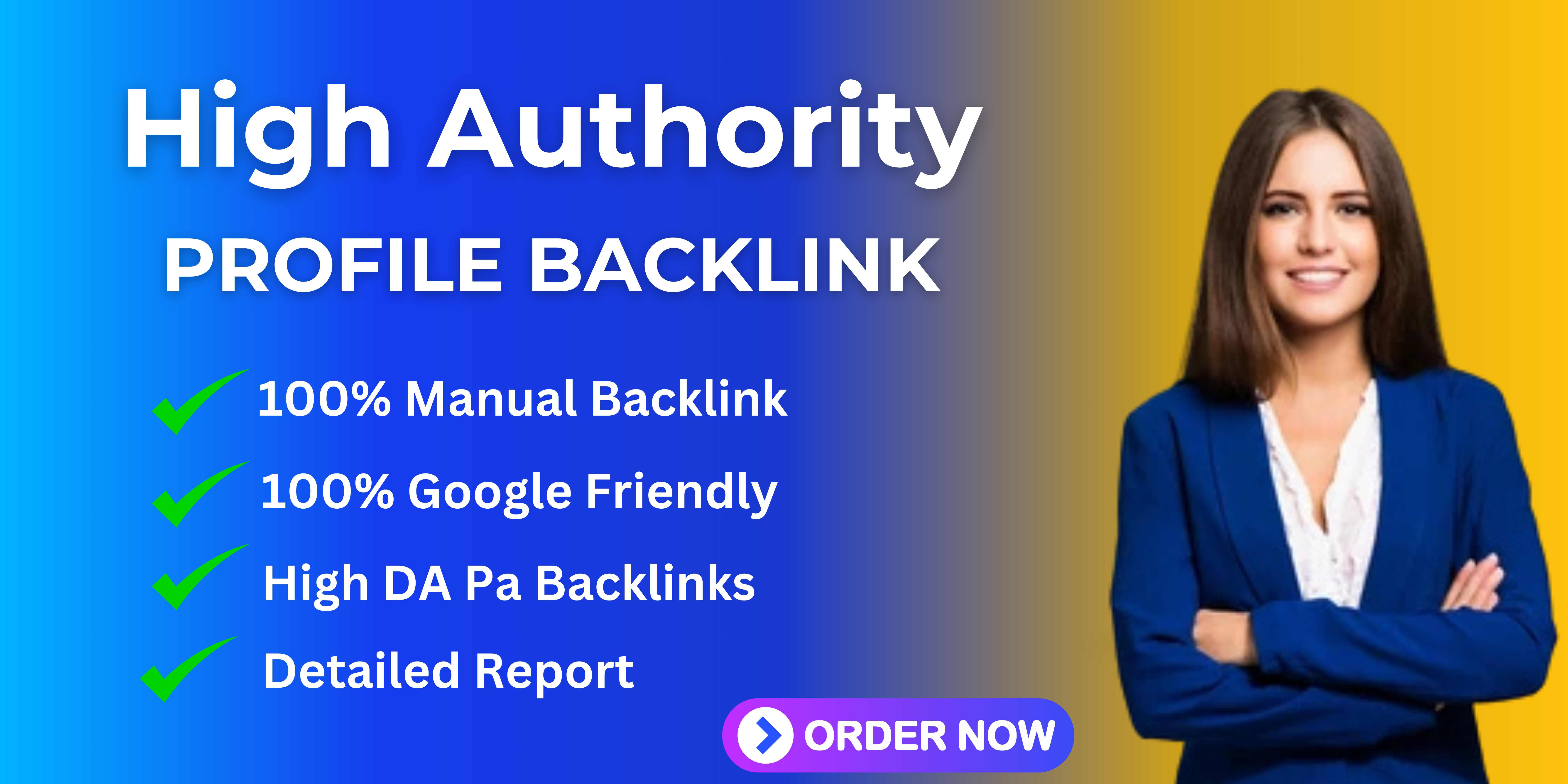 i will provide a 100 high Authoirty Profile Backlinks...