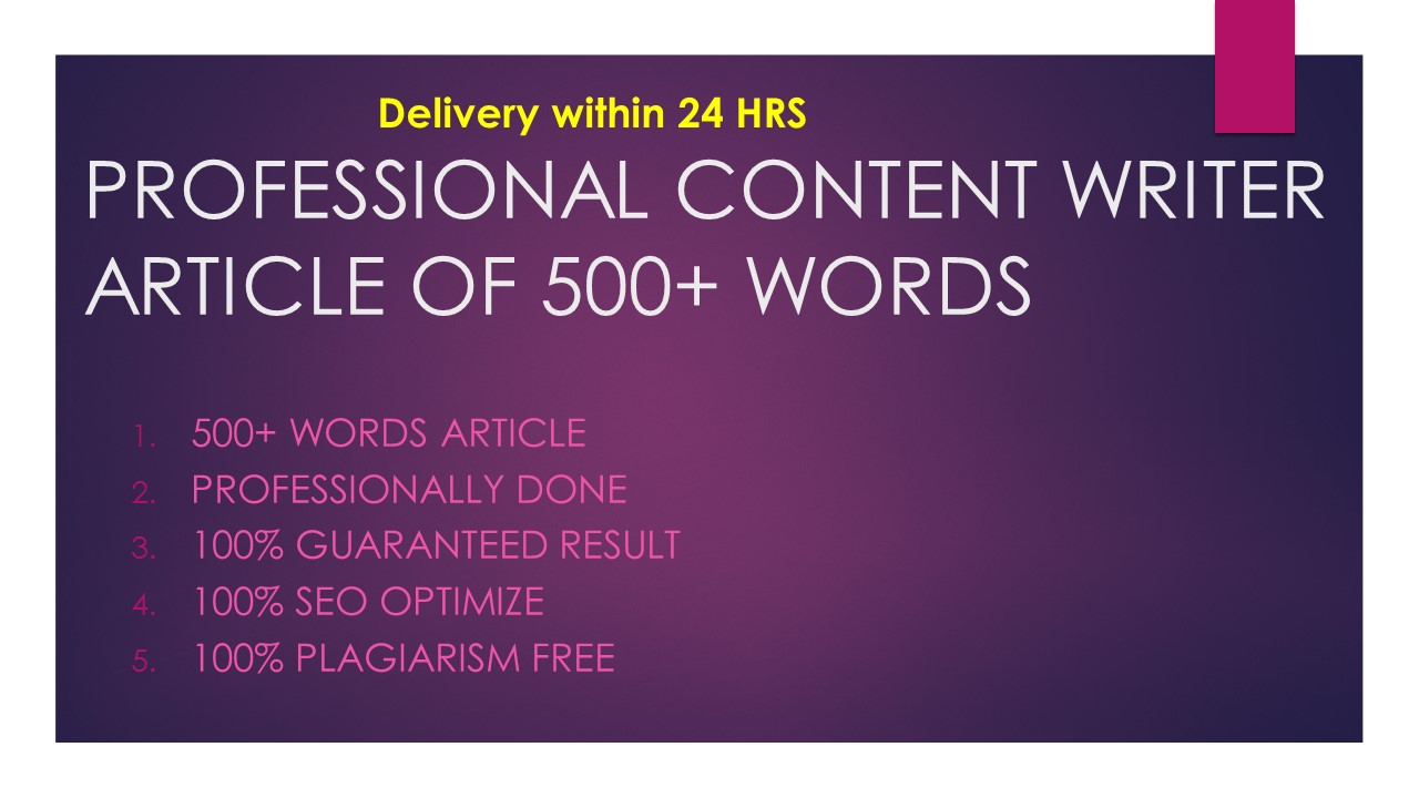 Professional content writer articles of 500+ words