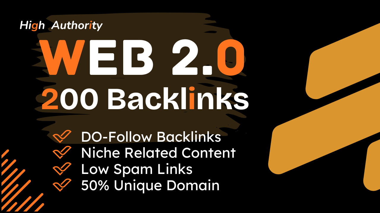 i'll Build 200 Powerfull Web 2.0 Backlinks on High DA...