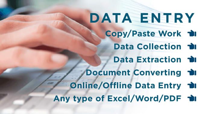 I will do data entry online or offline, typing, pdf...