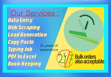 Do professional data entry, web scraping, B2B lead ...