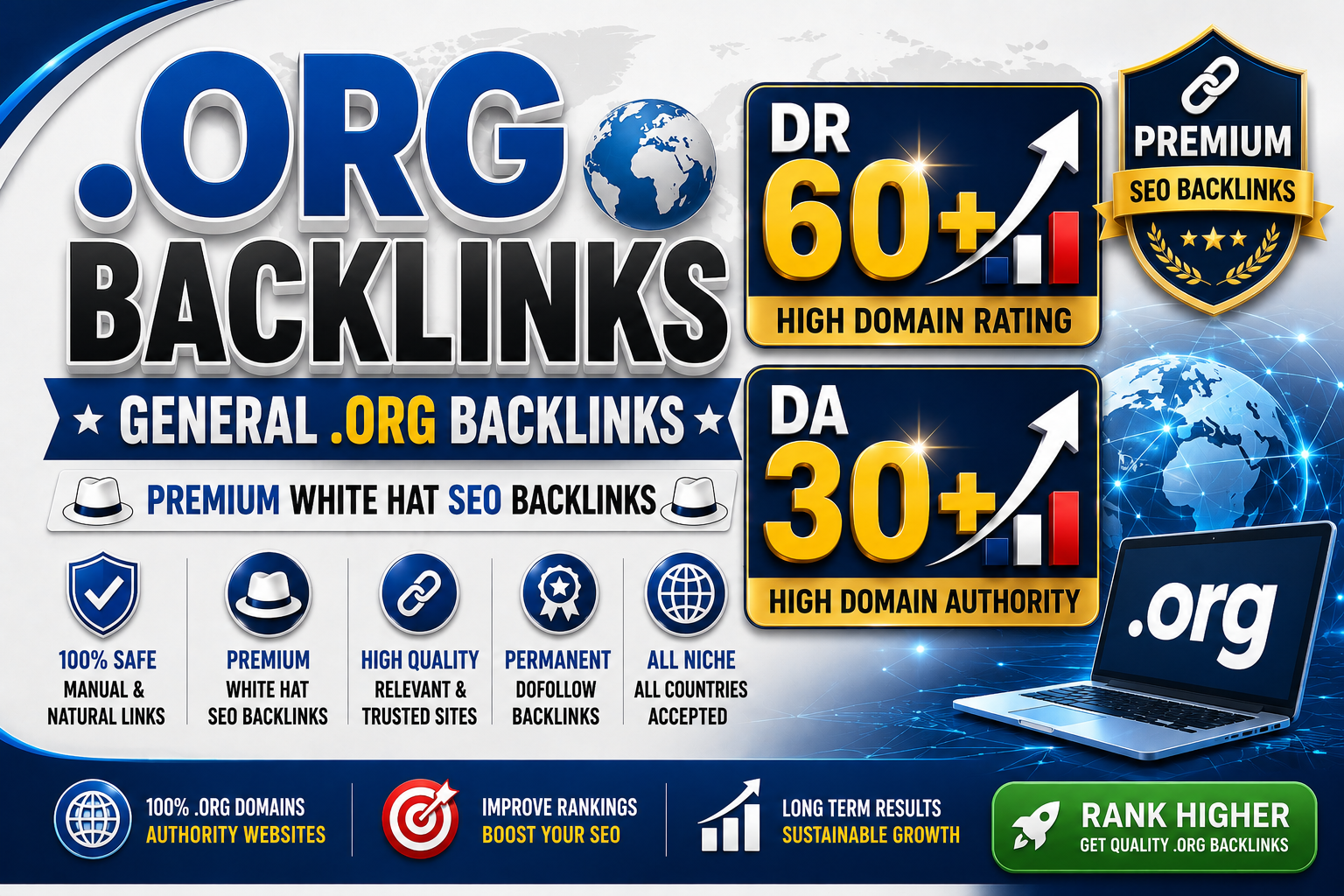 I will create 50 High Quality. org General DR 60+ and...