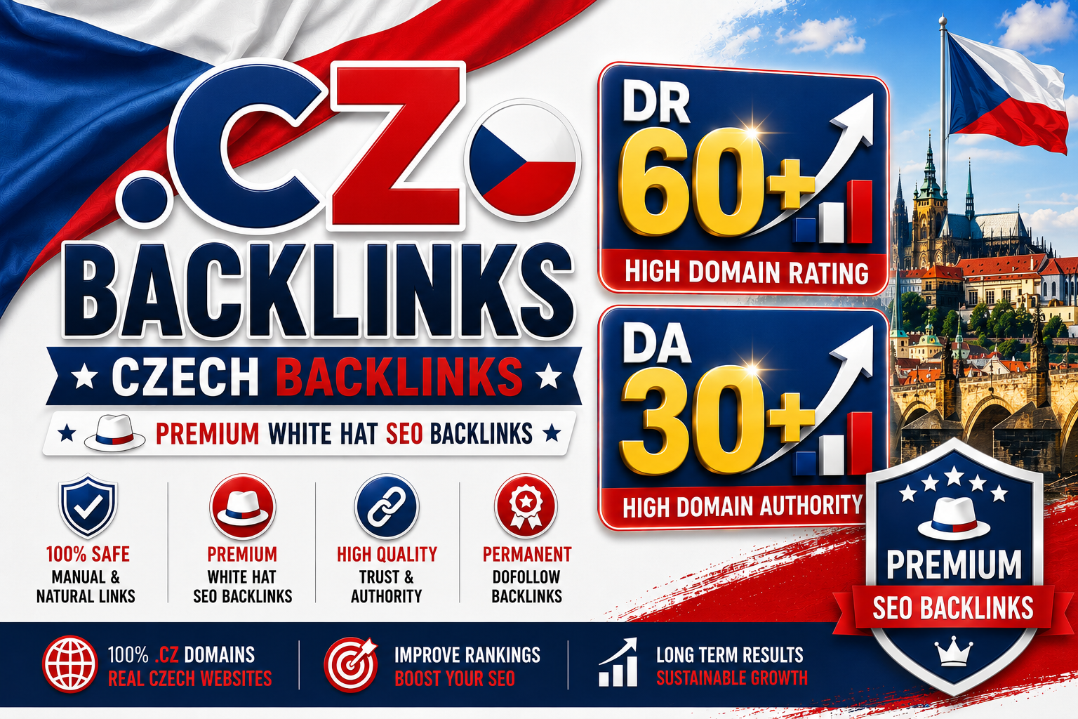 I will create 50 High Quality. cz Czech DR 60+ and DA...