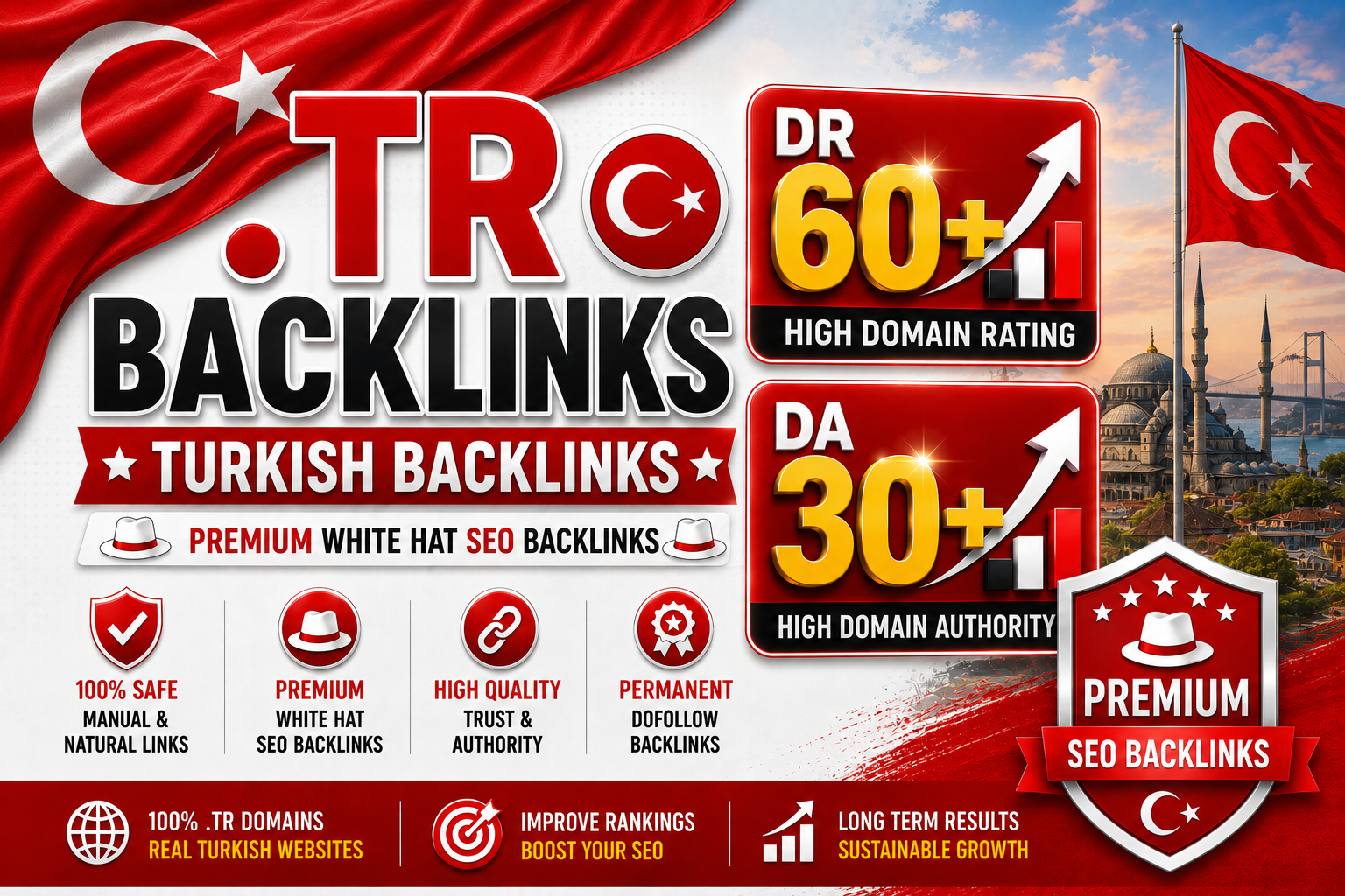 I will create 50 High Quality. Tr Turkish DR 60+ and ...