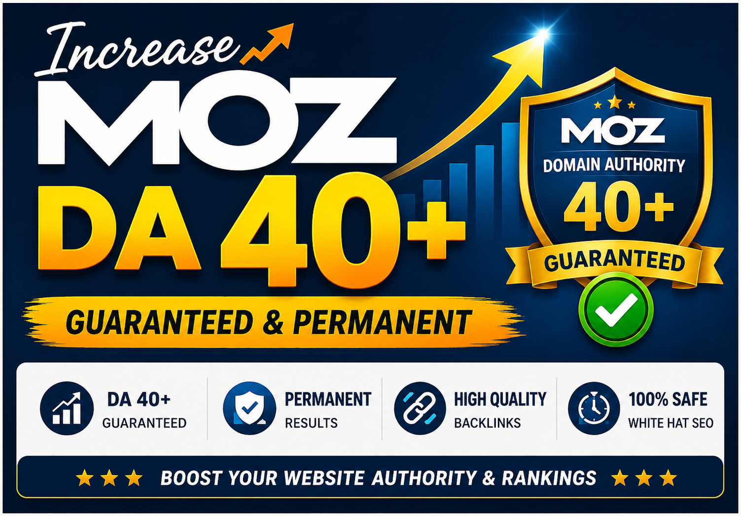 Get Permanent MOZ DA 40 of Any Website with Guarantee...