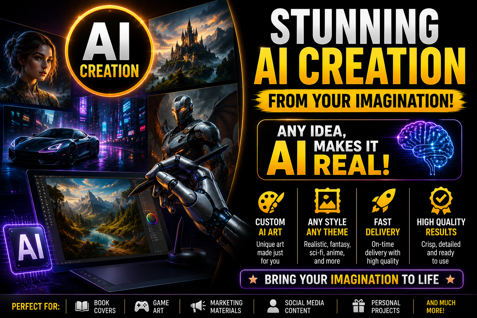  I will create stunning realistic AI art from your imagination