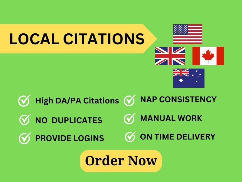 I will do 100 USA, UK, CA, AU local citation and dire...