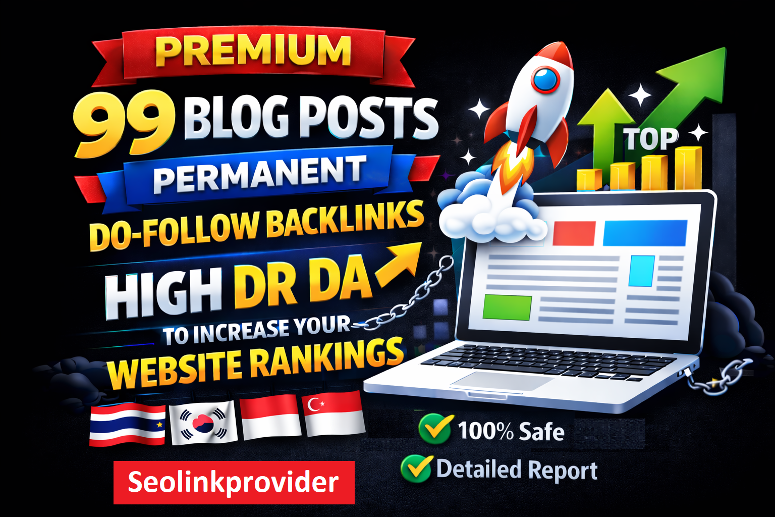 Premium 99 Blog Posts Permanent Do-Follow Backlinks High DR DA To Increase Your Website Rankings