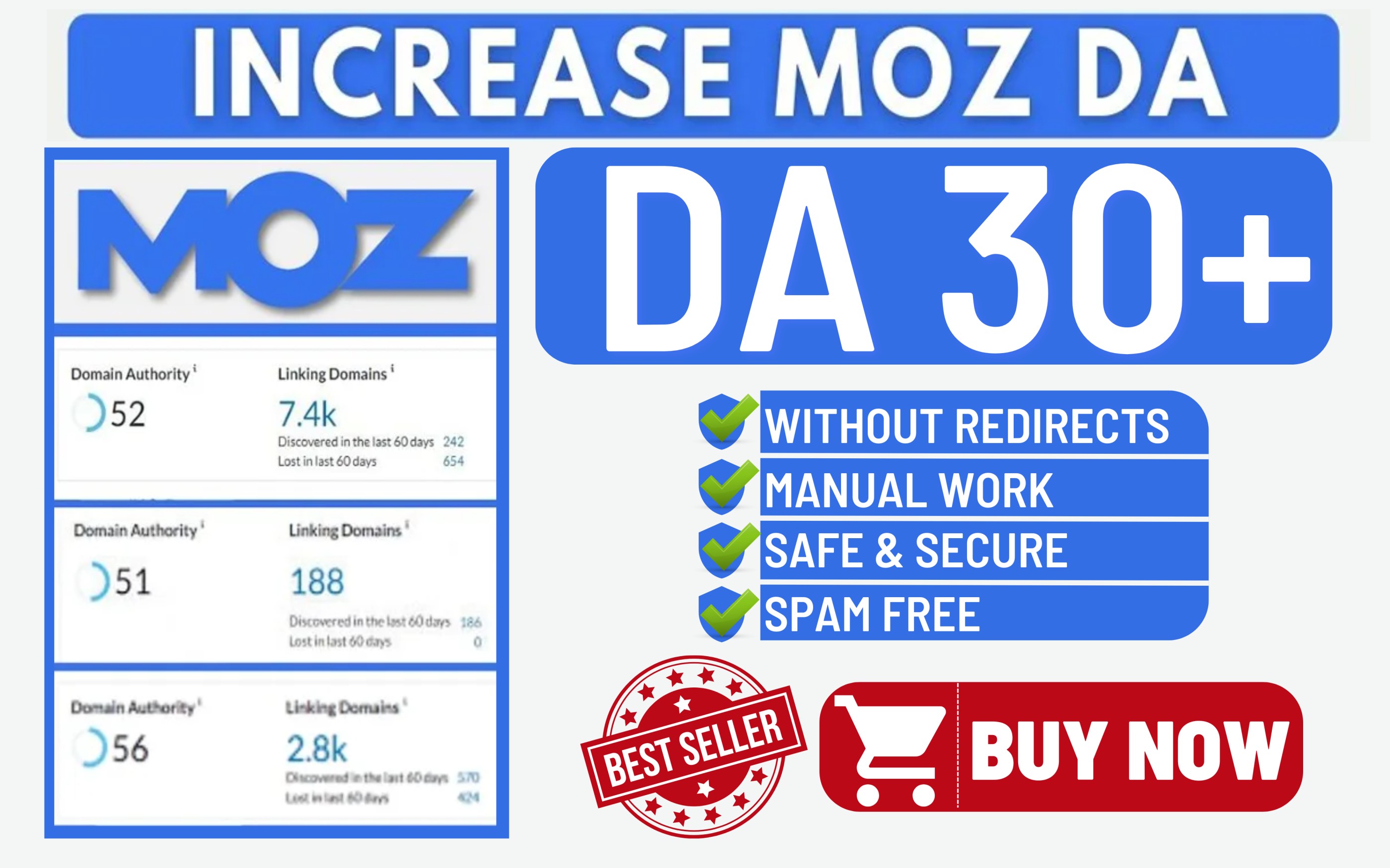 Increase MOZ DA 30 plus Guaranteed result in 7 days Permanent and Guaranteed