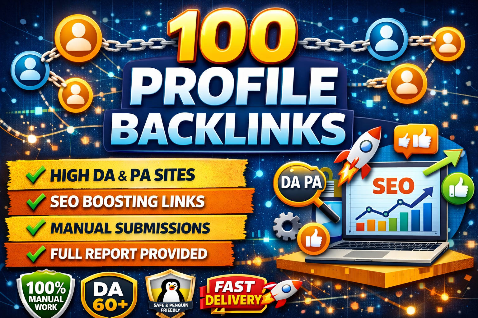 Rank Higher Get 100 High-Quality SEO Profile Backlink...