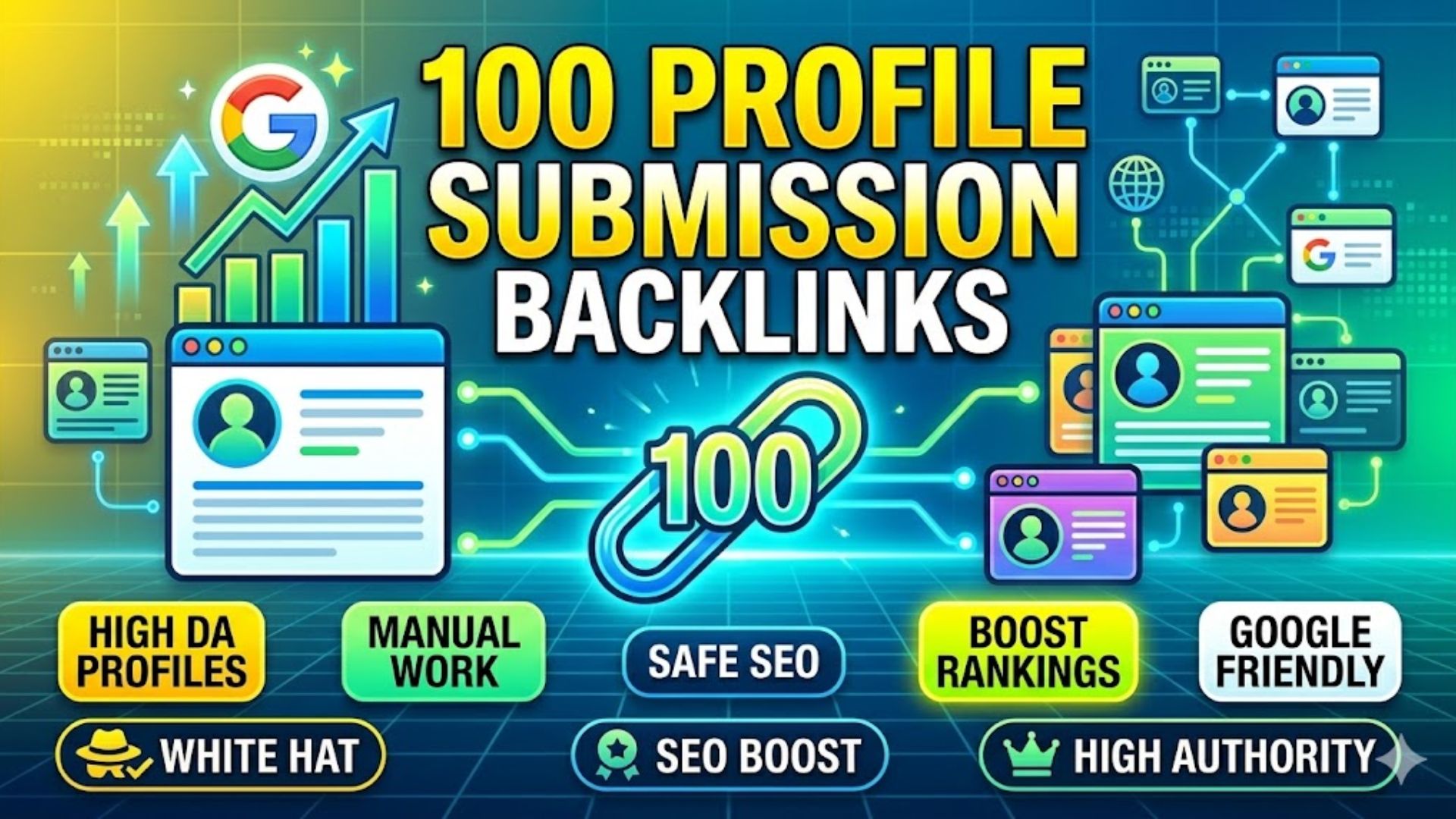I will create 100 High Quality Profile Backlinks on 5...