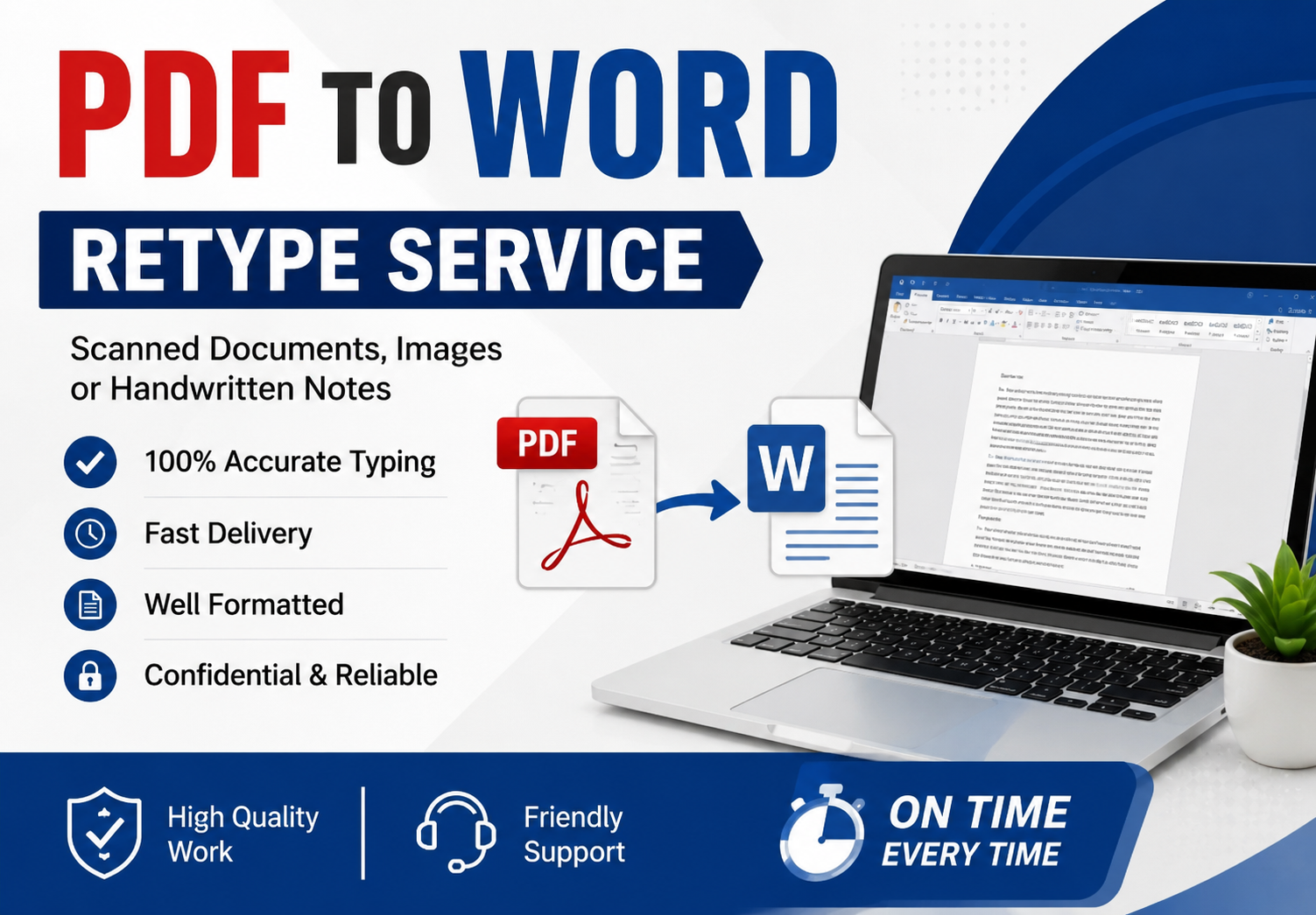 I will retype PDF images or scanned documents into Wo...