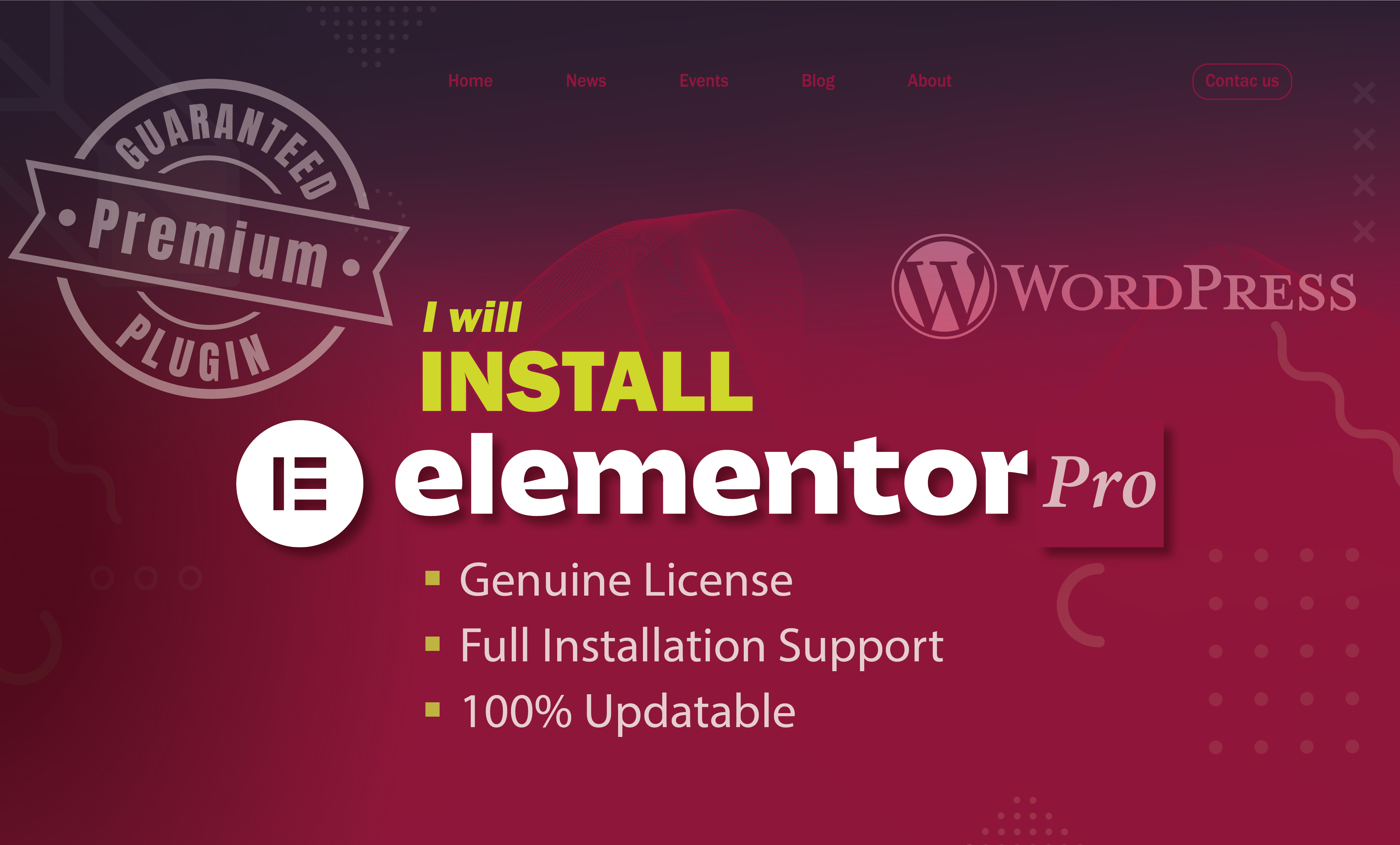 I will Install and activate Elementor Pro on your sit...