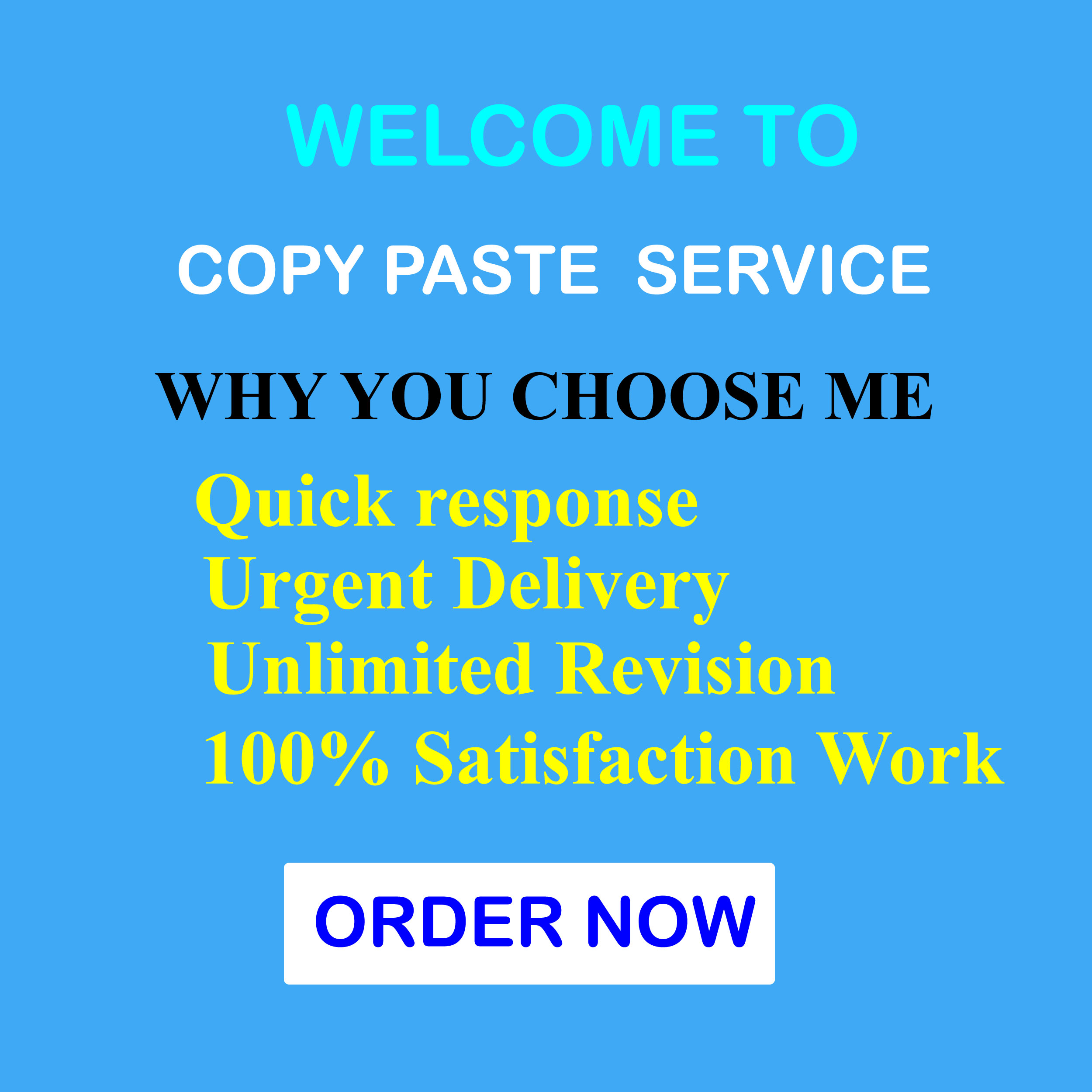 I will be copy paste, data entry, e book editing, ...