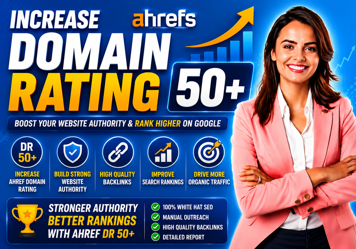 I will increase domain rating, ahrefs DR 50 plus wit...