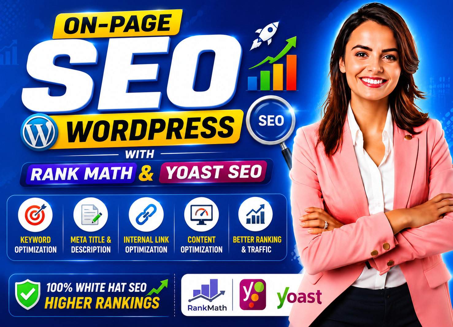 I will setup rank math SEO and score 80 plus in on pa...