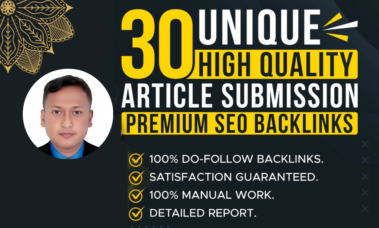 High quality 30 unique domain article submission whit...
