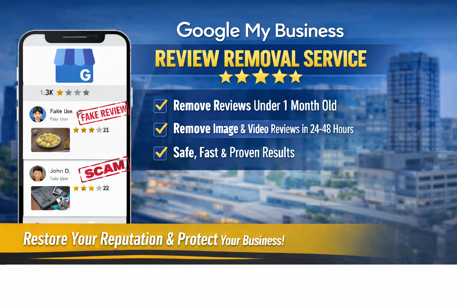 I will remove bad google reviews less than a Three we...