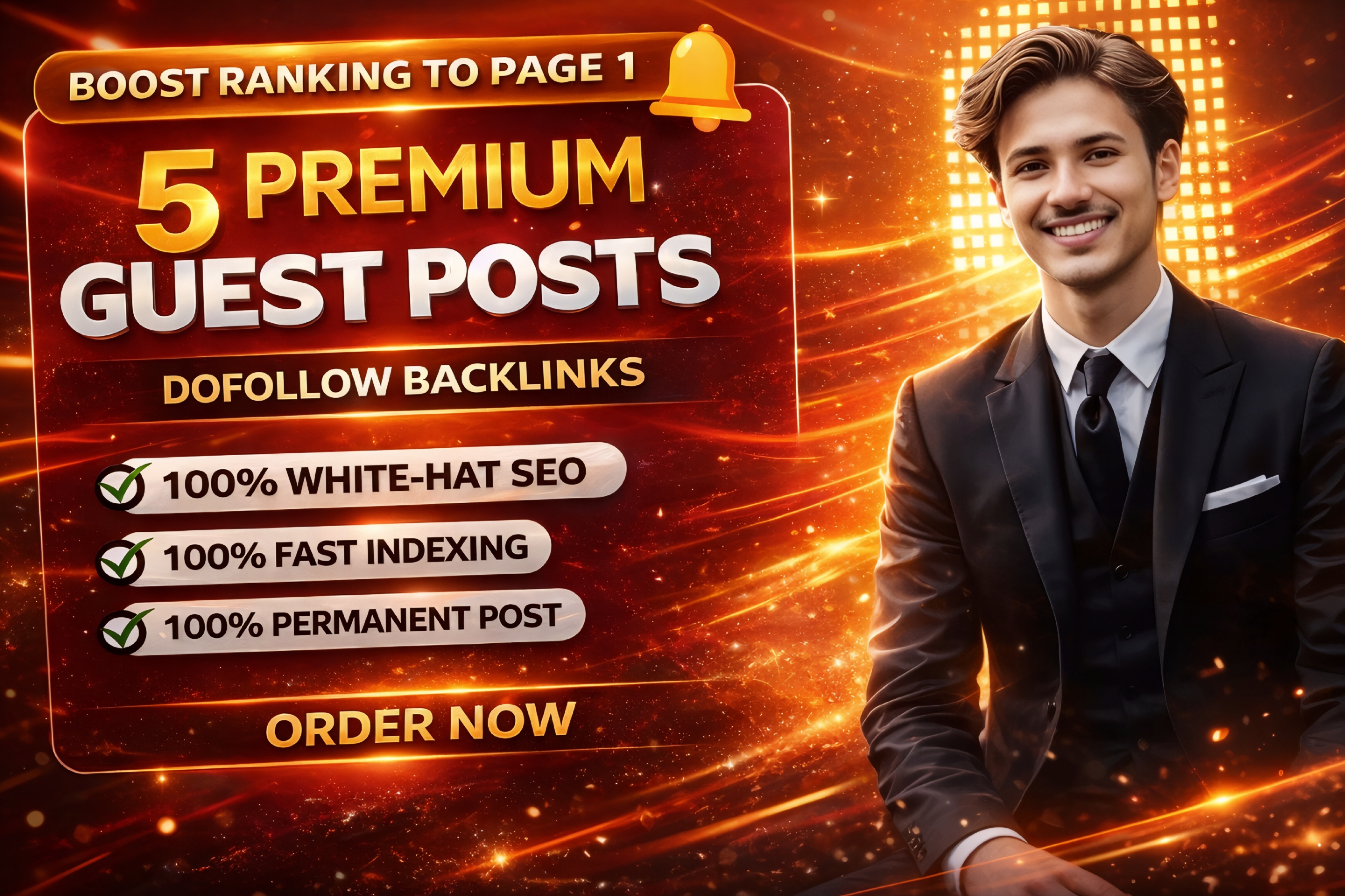 Write Publish TOP 5 Premium Guest Post High DA 50 to 70+ Dofollow SEO backlinks