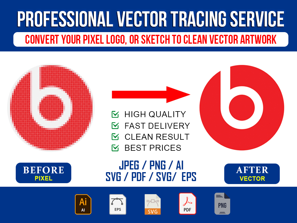 I will do clean manual vector tracing for your artwork and logo