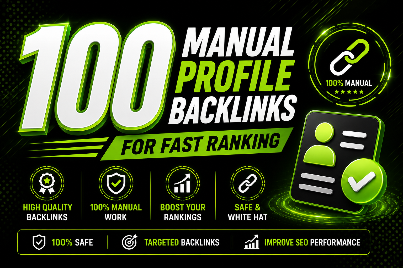 i will build 100 manual profile backlinks for fast ra...