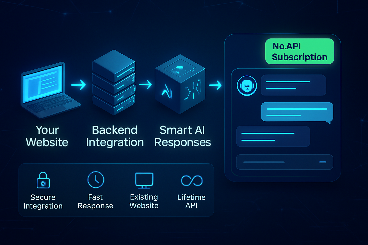 I will integrate ai with no API cost for your website
