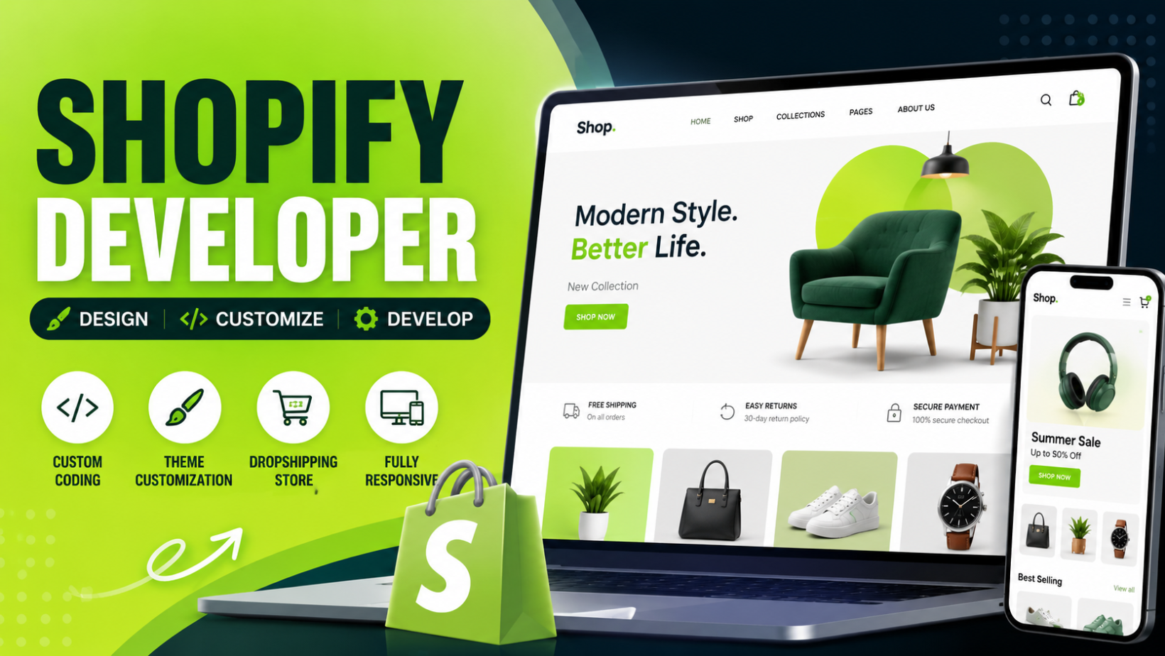 Shopify Developer, Shopify Store Design, Theme Cust...