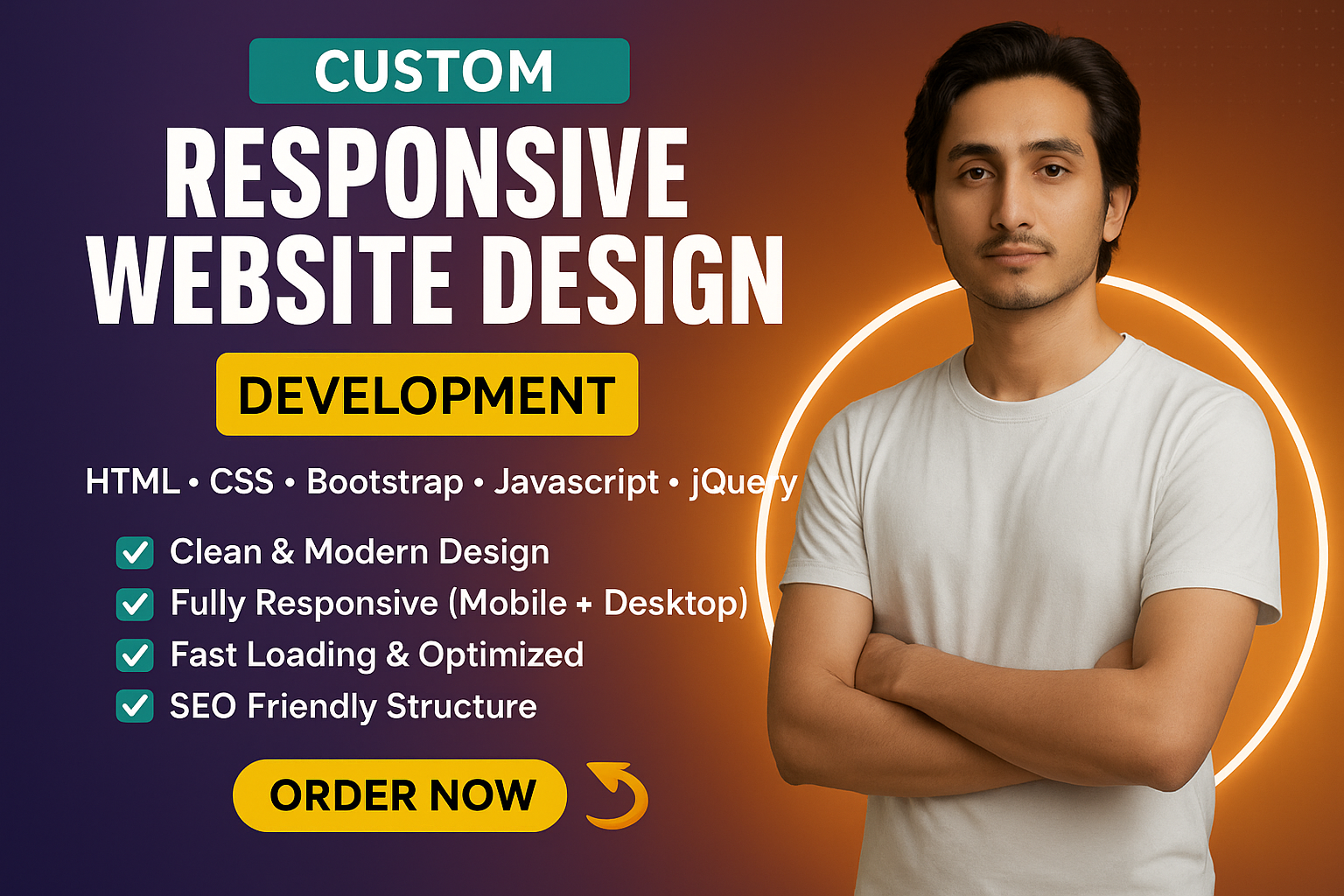 I Will Design a Custom Responsive Website Using HTML, CSS, Bootstrap, JavaScript, jQuery