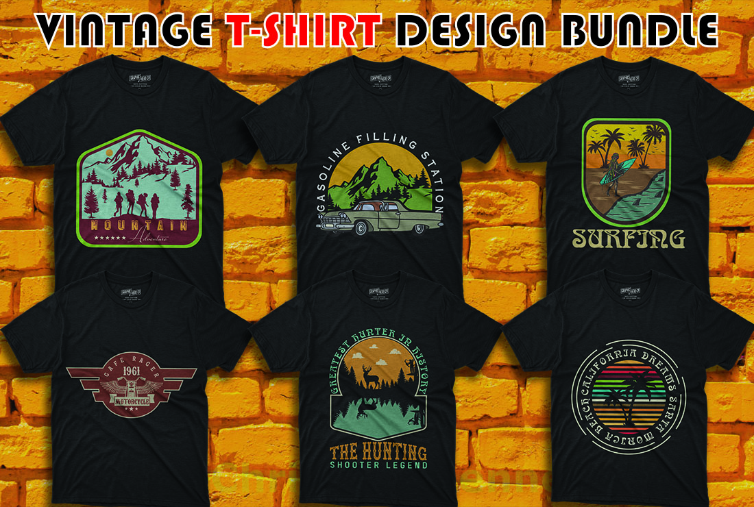 I will do create vintage,retro vintage,badge,typography t shirt design