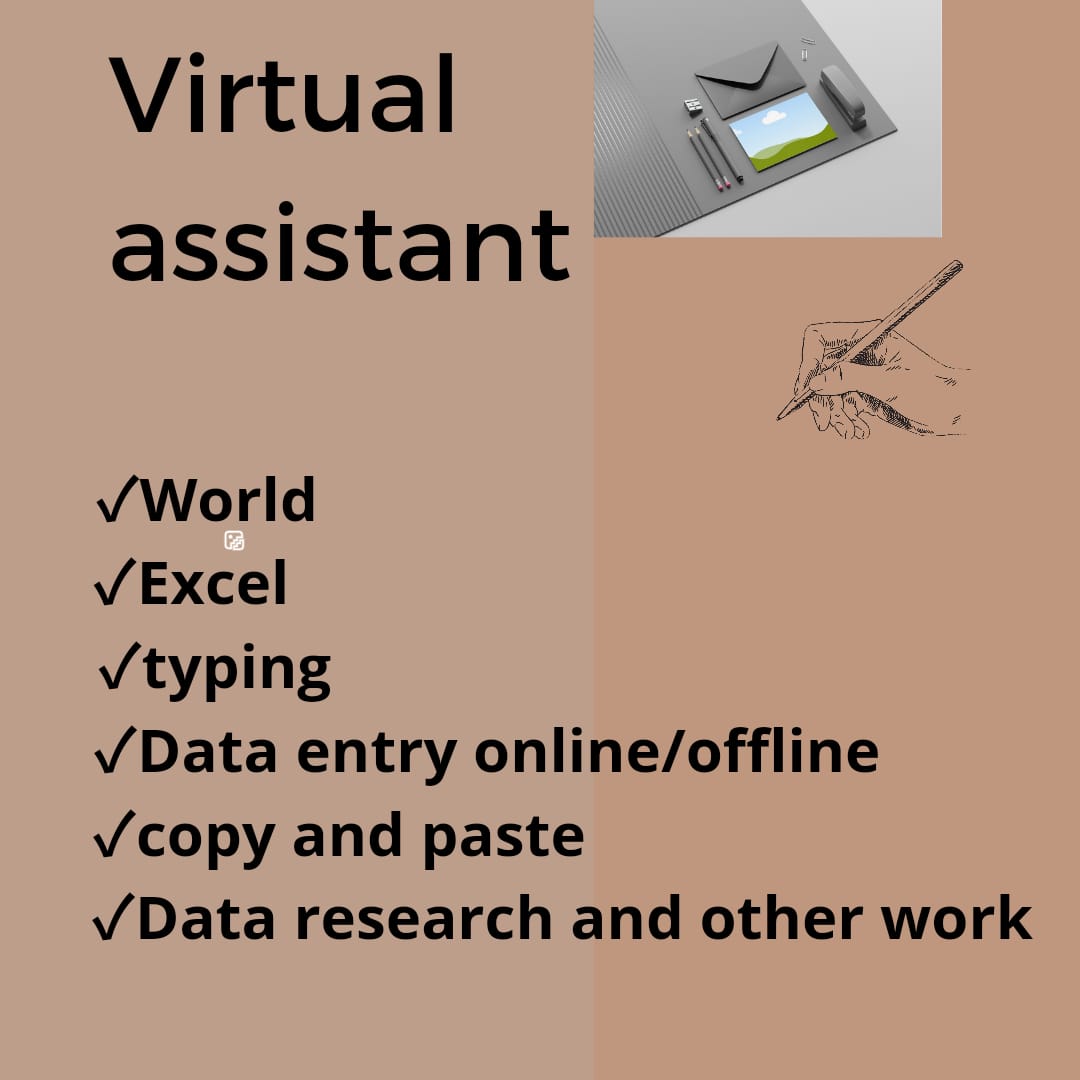 I will be your virtual assistant for data entry or anything and available for permanent work 