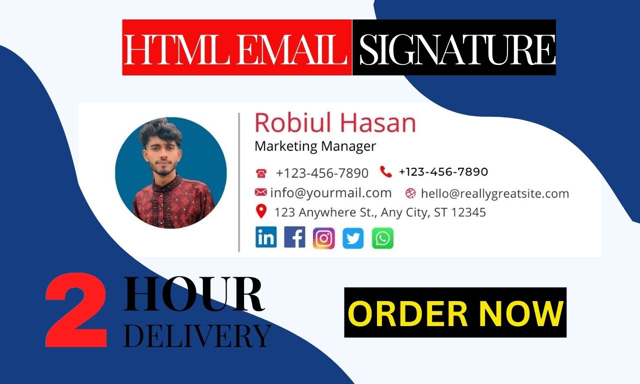I will create clickable html email signature for outl...