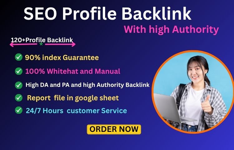 I will do 120 SEO profile backlinks with high authority links
