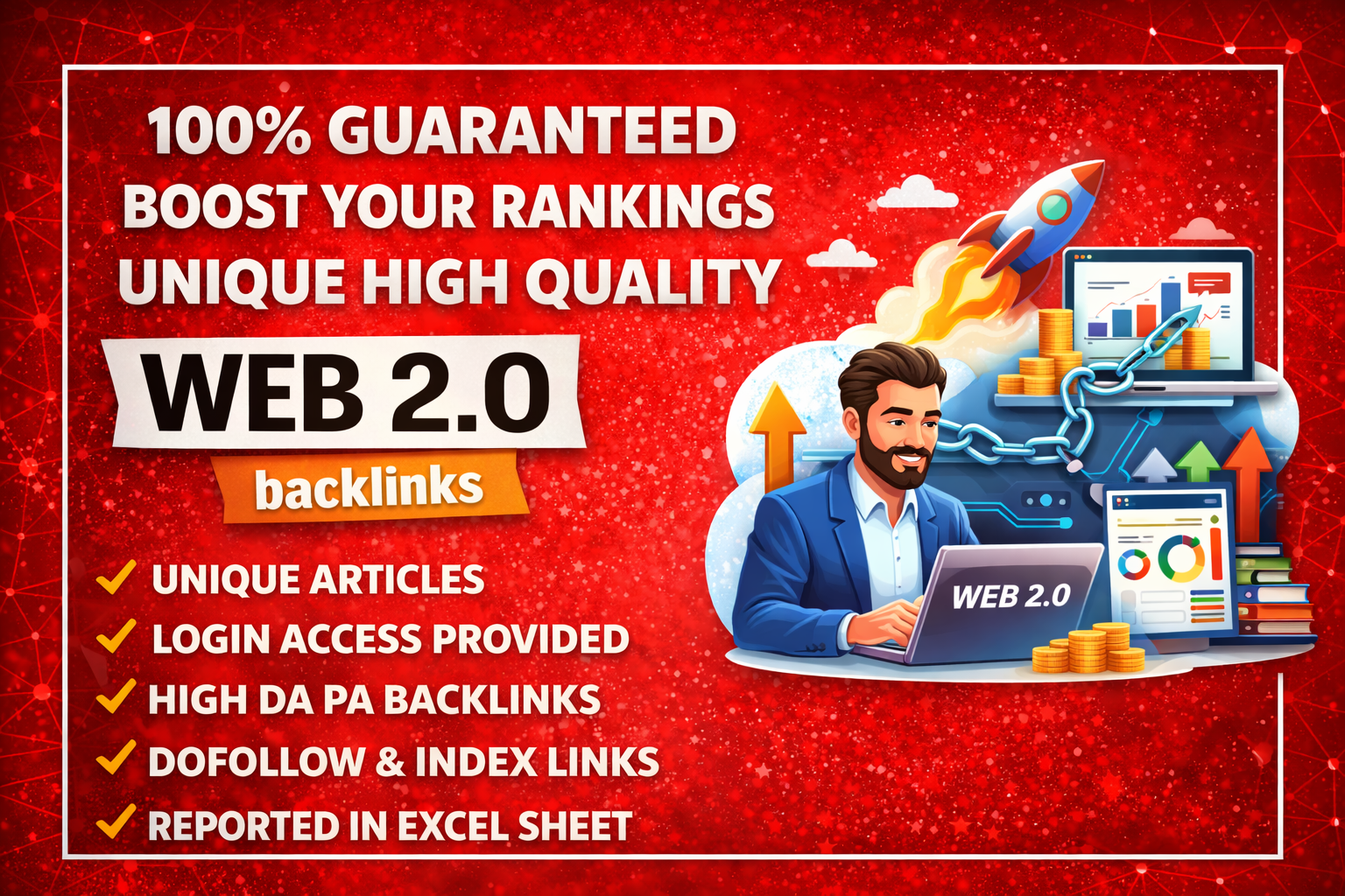 50 Tier 1 + 200 Tier 2 Web 2.0 Manual Backlinks - Hig...