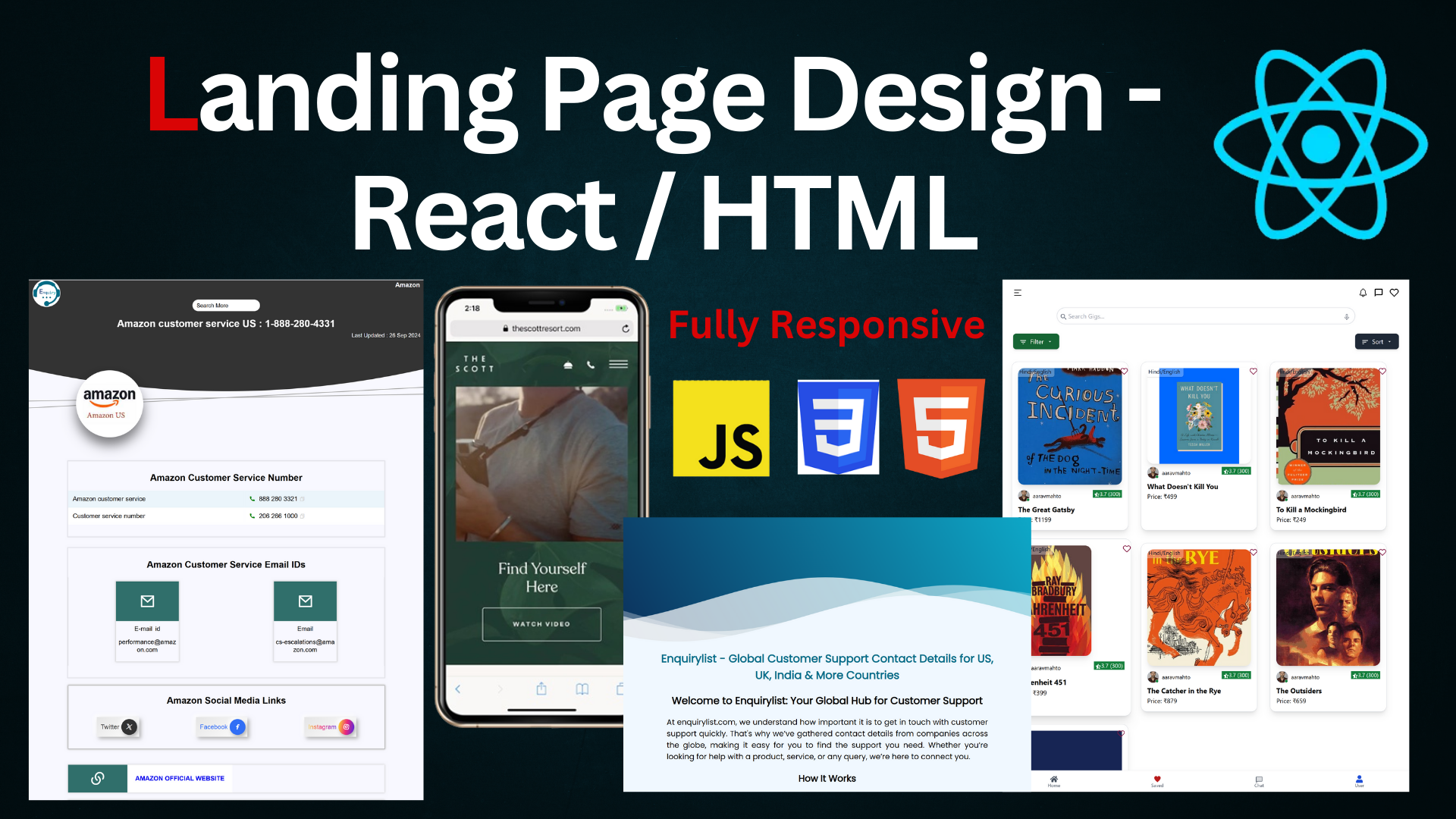 Custom Landing Page Design with React. js or HTML, C...