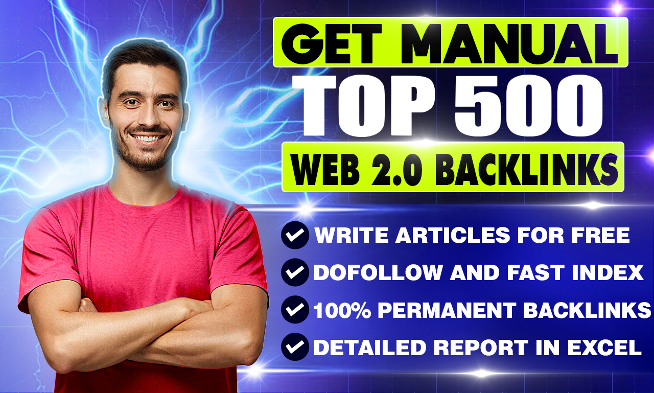 I will create 500 manual web 2 0 SEO backlinks with u...
