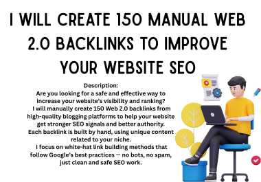 I will create 150 manual Web 2.0 backlinks to improve...