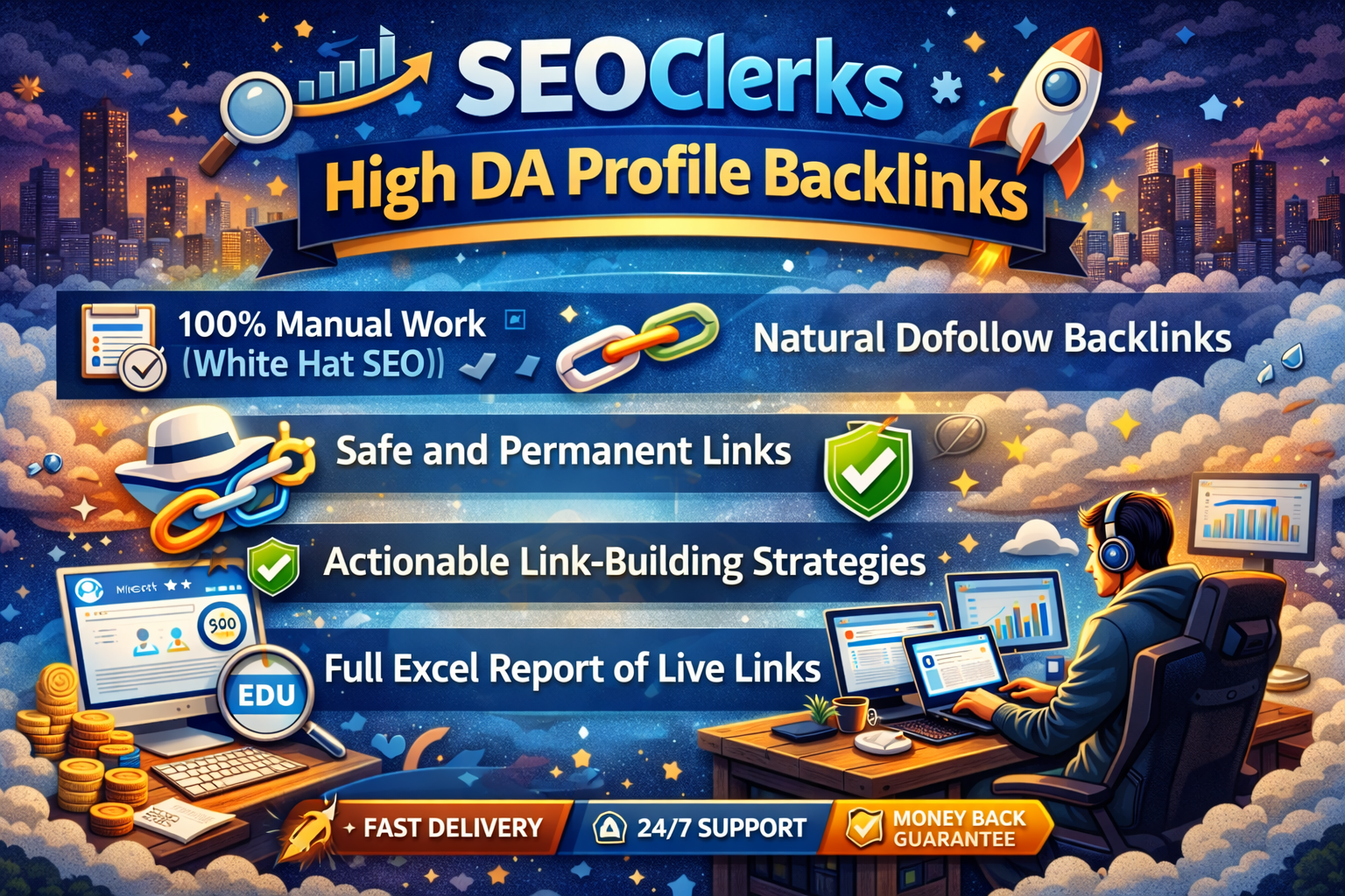 I will create 100 powerful profile backlinks from high DA websites to boost your SEO